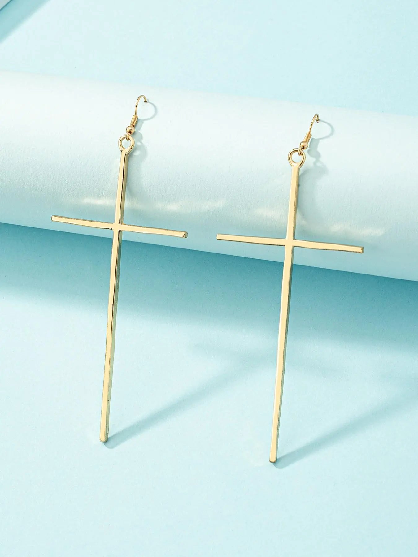 Women'S Street Trend Cross Charm Dangle Earrings, 1 Pair Trendy Minimalist Dangle Earrings, Chic Exaggerated Jewelry for Party Decor