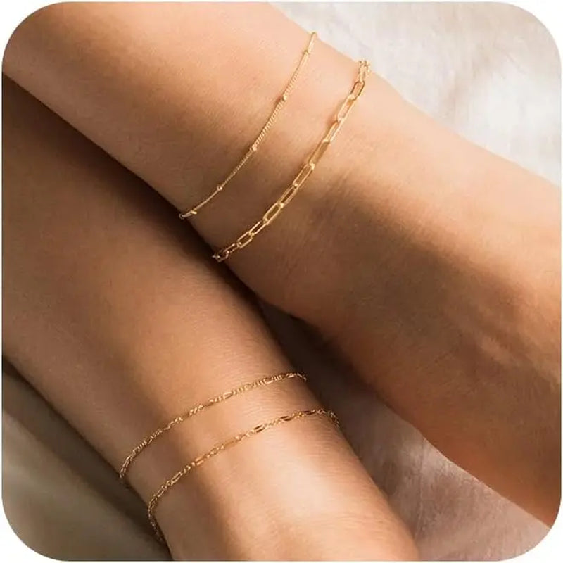 FREEKISS Chunky Cuban Link Chain Anklet for Women Waterproof Adjustable Length 8.5+2 Inch Fashion Chic Accessories Trendy Layered Anklet Set Jewelry Gift