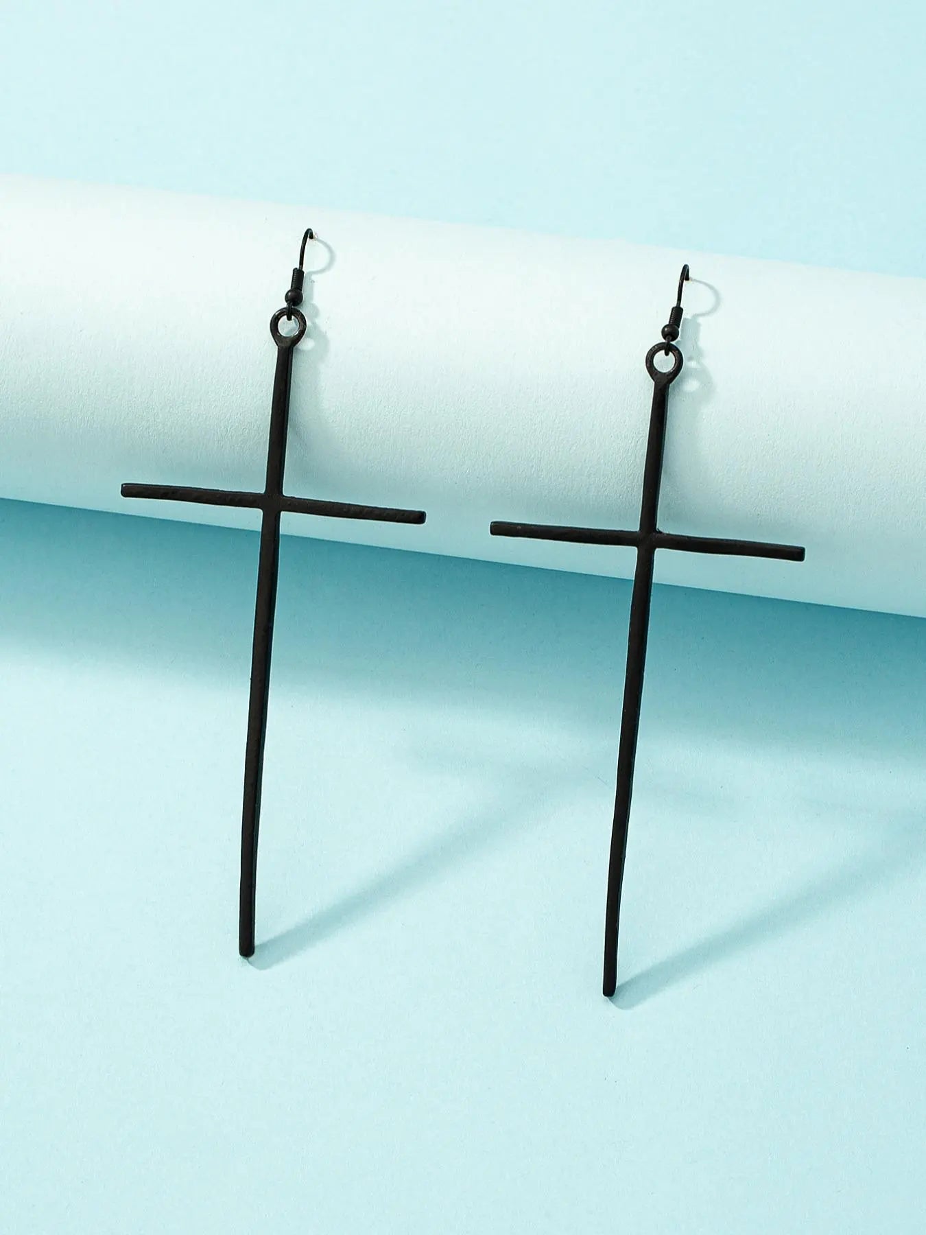 Women'S Street Trend Cross Charm Dangle Earrings, 1 Pair Trendy Minimalist Dangle Earrings, Chic Exaggerated Jewelry for Party Decor